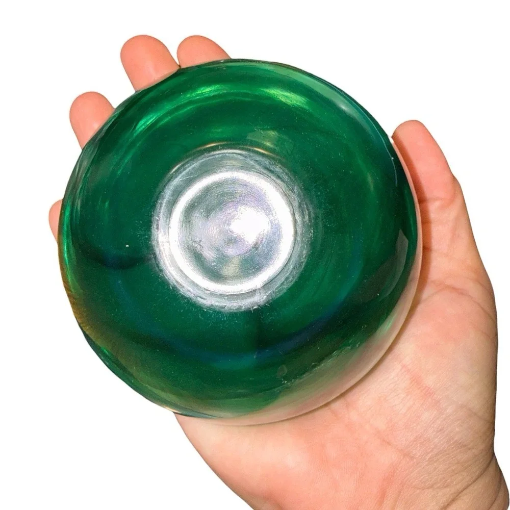 Vintage KOSTA BODA Emerald Green Swirl Glass Atoll Votive Holder Paper Weight